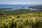 Scenic view of Camden Harbor and trails from Mount Battie