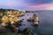 Scenic view of the Camilo Beach Praia do Camilo at sunrise in Lagos, Algarve