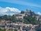 Scenic view of Citadelle de Sisteron (citadel of sisteron) andits fortifications in summer time in Alpes de Haute Provence