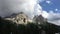 Scenic view on the cloudy mountains near Lago di Braies