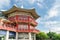 Scenic view of colorful octagonal pavilion. Busan, South Korea