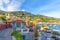 Scenic view of the colorful town, bay and marina of Villefranche Sur Mer, on the French Riviera coast of Southern France