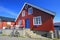 Scenic view of colorful wooden rorbu houses, Henningsvaer, Lofoten Islands, Scandinavia, Norway.