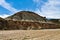 Scenic view on desert bardenas in blue sky as background