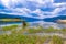 Scenic view Dospat lake Rhodope mountains Bulgaria