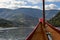 Scenic view of the Douro River and the Douro Valley from a rabelo boat, in Portugal