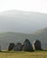 Scenic view of Dramatic megalithic Castlerigg Stone Circle in the background of mountains