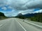 The scenic view while driving through Banff National Park in Canada