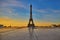 Scenic view of Eiffel tower from Trocadero viewpoint at sunrise