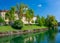 Scenic view of embankment of Ljubljanica river in Ljubljana, Slovenia