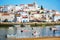 Scenic view of fishing boats in Ferragudo, Portugal