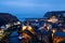 Scenic view of the fishing port of Staithes on the North Yorkshire coast at night