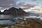 Scenic view of fishing village, Traditional Norwegian fisherman`s cabins of the Lofoten Islands, Norway