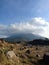 Scenic view of former mining excavations againts sky