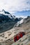 Scenic view funicular against glacier in European Alps