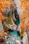 Scenic view of Great Canyon of Soca river near Bovec, Slovenia at autumn day