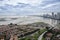 Scenic view of Gurney Drive with land reclamation activities, Penang, Malaysia