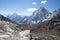 Scenic view of Himalaya range at Chola pass  during Everest base camp trekking in nepal