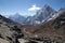 Scenic view of Himalaya range at Chola pass  during Everest base camp trekking in nepal