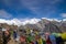 Scenic view of Himalaya range at gokyo ri mountain peak near gokyo lake during Everest base camp trekking in nepal
