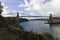 Scenic view of the historic Menai Suspension Bridge spanning the Menai Strait, Isle of Anglesey, North Wales