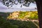 Scenic view of historical Rocamadour town at sunrise, France