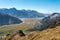 Scenic view of Hooker valley from Mueller Hut Route, Mount Cook National Park in New Zealand