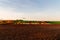 Scenic view of Irish farmland at sunset