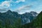A scenic view on Jezerska Kocna and Grintovec in the mountains of Kamnik Savinja Alps in Carinthia, border Austria and Slovenia