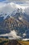 Scenic view of the Jungfrau, one of the main summits of the Bernese Alps in Switzerland, seen from Lauterbrunnen