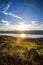 Scenic View of Kelowna and Okanagan Valley Landscape at Sunset