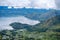 Scenic view of lake againts mountain and sky