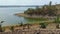 Scenic view of the lake and dry season meadows