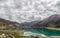 Scenic view of a lake surrounded by majestic snow-capped mountains in the background