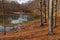 Scenic view of lake by trees against sky, Lago Scuro, Ventasso