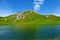 Scenic view of lake Valparola in Dolomite Mountains