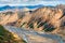 Scenic view of Landmannalaugar colorful mountains and river