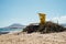 Scenic view of lifeguard yellow hut on the beach