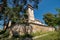 Scenic view of Lutheran fortified church in Chirpar, Sibiu County, Romania