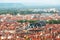 scenic view of a Lyon city center with orange roofs and skyscrapers