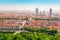 scenic view of a Lyon city center with orange roofs and skyscrapers