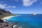 Scenic view of Makapu`u Beach and nearby islands of Oahu