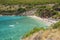 Scenic view on Makris Gialos sandy beach on Zakynthos island, Greece.