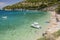 Scenic view on Makris Gialos sandy beach on Zakynthos island, Greece.