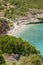 Scenic view on Makris Gialos sandy beach on Zakynthos island, Greece.