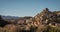 Scenic view of medieval fortifications and castle of Rocca Abbaziale in Subiaco