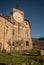 Scenic view of medieval fortifications and castle of Rocca Abbaziale in Subiaco