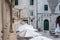 Scenic view at mediterranean narrow streets and historic traditional architecture in Croatia