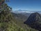 Scenic view from the Mirador del Bailadero with volcanic rock formations Los Roques and island Tenerife and Volcano Pico