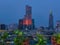 Scenic view of the modern city of Saigon, Vietnam Ho Chi Minh City at dusk.